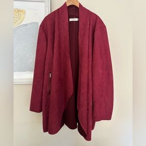Simply Couture Velvet Jacket- Burgundy - Size 3X